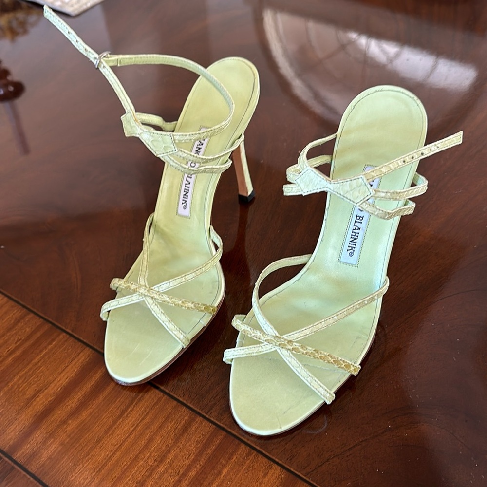 Manolo Blahnik Green Strappy python Heels (SOLD)